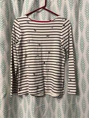 Joules Cream and Black Striped Top with Tiny bees